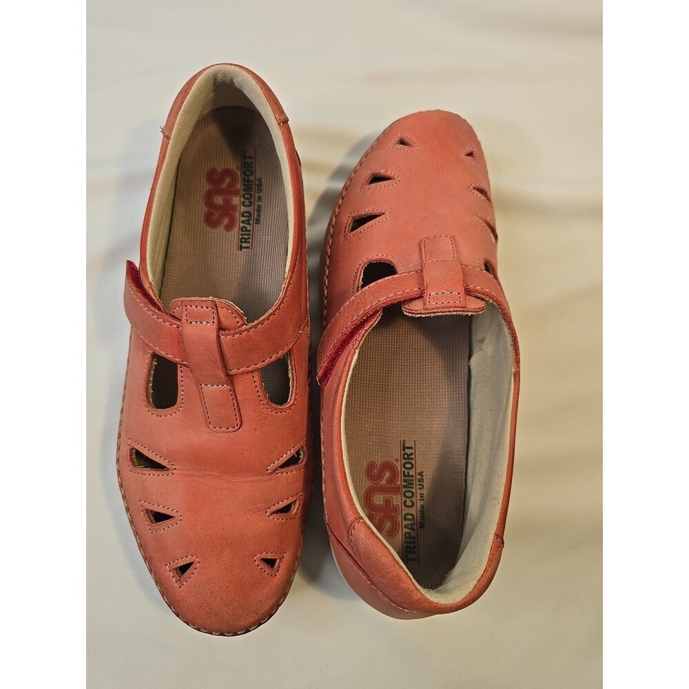 SAS Womens Roamer EZ Strap Walking Shoe Brown Size 8M Tstrap Tri Pad Insert